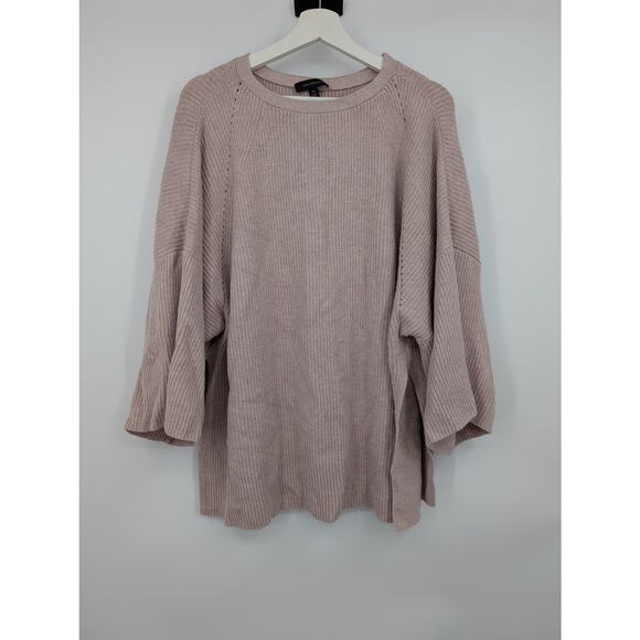 Ann Taylor Oversized XS S Cashmere Lagenlook Blush Short Sleeve Sweater Career - Picture 1 of 8